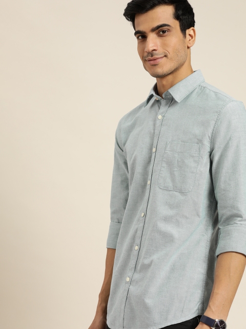 

INVICTUS Men Blue Slim Fit Solid Chambray Weave Casual Shirt