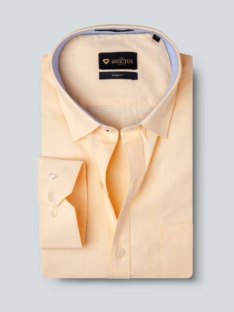 

INVICTUS Men Yellow Solid Slim Fit Semiformal Shirt