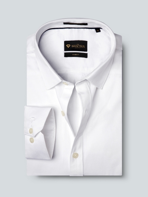 

INVICTUS Men White Opaque Formal Pure Cotton Shirt