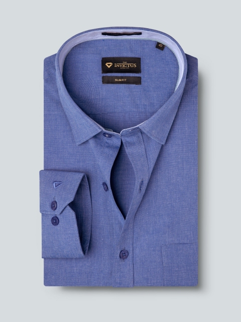 

INVICTUS Men Blue Solid Slim Fit Semiformal Shirt