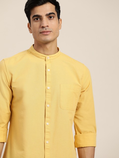 

INVICTUS Men Yellow Solid Slim Fit Pocket Casual Shirt