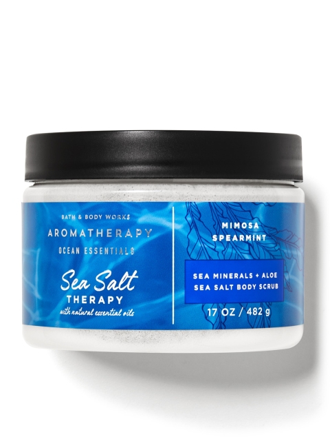 

Bath & Body Works Aromatherapy Ocean Essentials Mimosa Spearmint Sea Salt Body Scrub 482 g, Blue