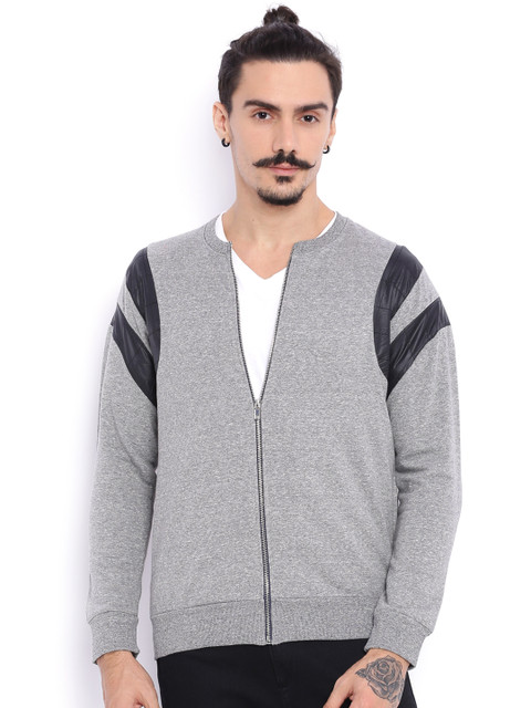 

Campus Sutra Grey Bomber Jacket with Quilted Detail