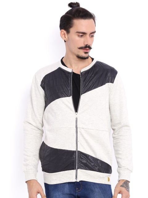 

Campus Sutra Off-White Jacket with Quilted Detail, Grey