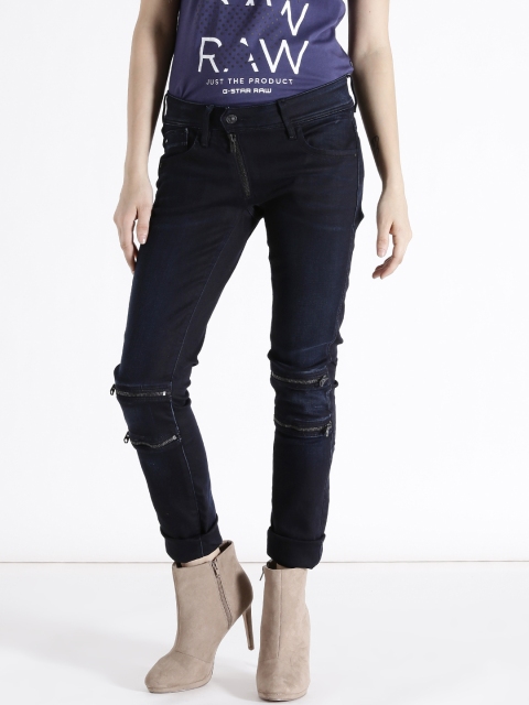 

G-STAR RAW Women Navy Skinny Fit Stretchable Jeans, Navy blue