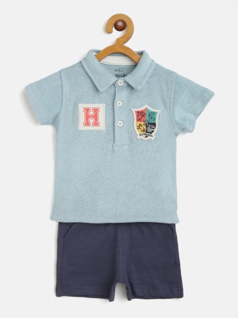 Marks & Spencer Kids Blue Harry Potter Pattern T-shirt with Shorts