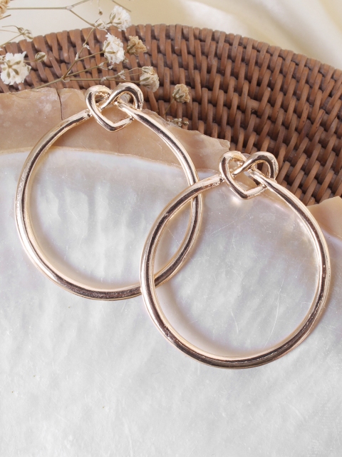

Ayesha Gold-Toned Circular Heart Stud Drop Earrings