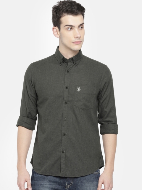 

Charcoal Grey Tailored Fit Solid Casual Shirt