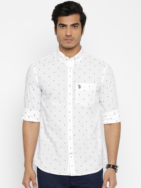 

U.S. Polo Assn. Men White Tailored Fit Casual Shirt
