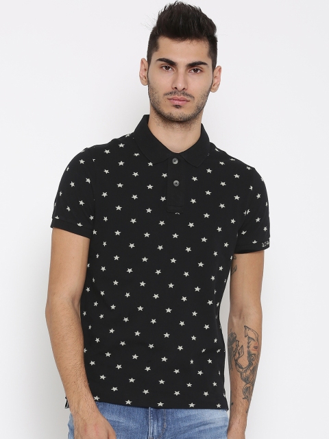 

U.S. Polo Assn. Denim Co. Men Black Printed Polo Collar T-shirt