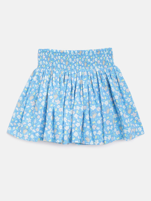 

Marks & Spencer Girls Blue Floral Print Cotton Sustainable Flared Skirt with Shorts Lining