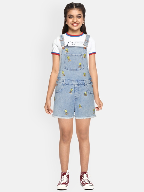 

Marks & Spencer Girls Blue Pure Cotton Tweety Embroidered Denim Dungarees