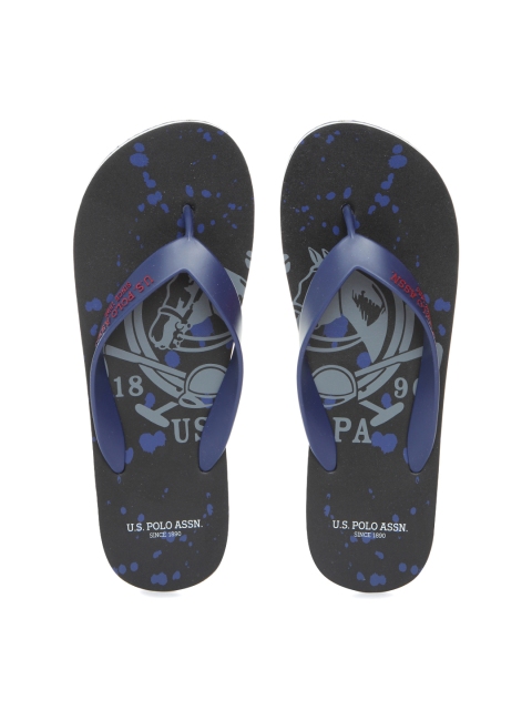 

U.S. Polo Assn. Men Navy & Black Deck Printed Flip-Flops, Navy blue