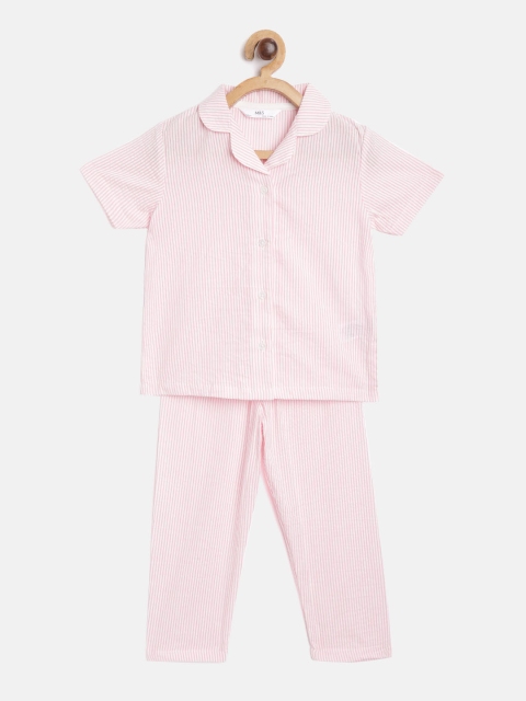 

Marks & Spencer Girls Pink & White Striped Sustainable Cotton Pyjamas Set