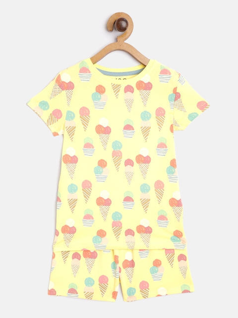 

Marks & Spencer Girls Yellow & Pink Ice-Cream Printed Night Suit