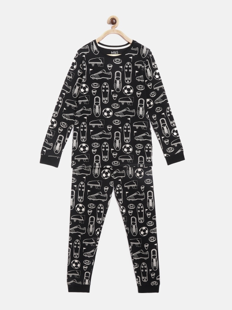 

Marks & Spencer Boys Black & Off-White Printed Sustainable Pyjama Sets