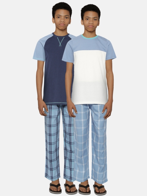 

Marks & Spencer Boys Pack of 2 Pure Cotton Sustainable Pyjama Sets, Blue