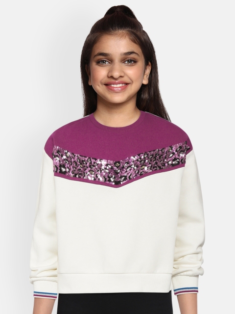 

Marks & Spencer Girls White & Magenta Colourblocked Sustainable Sweatshirt