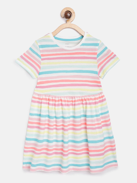 

Marks & Spencer Girls Multi-Coloured Organic Cotton Striped Sustainable Fit & Flare Dress