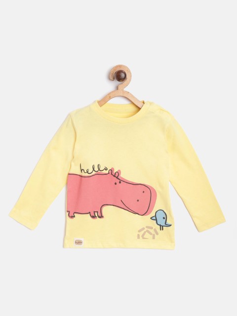 

Marks & Spencer Kids Yellow & Pink Cotton Graphic Print Sustainable T-shirt