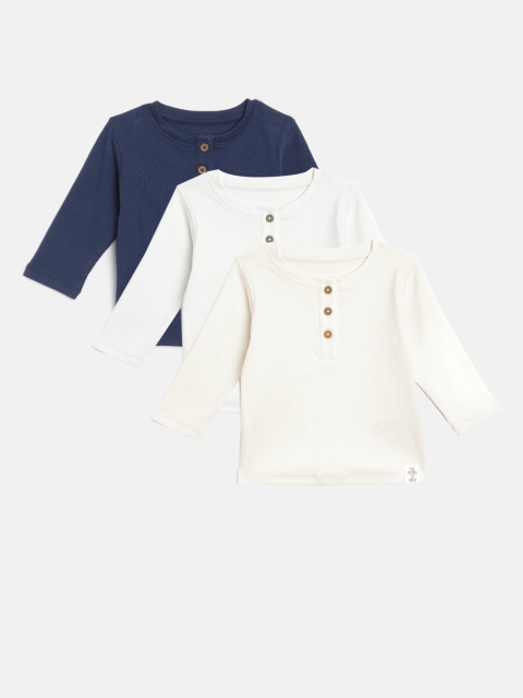 

Marks & Spencer Girls Pack of 3 Ribbed Sustainable Henley Neck T-shirts, Navy blue