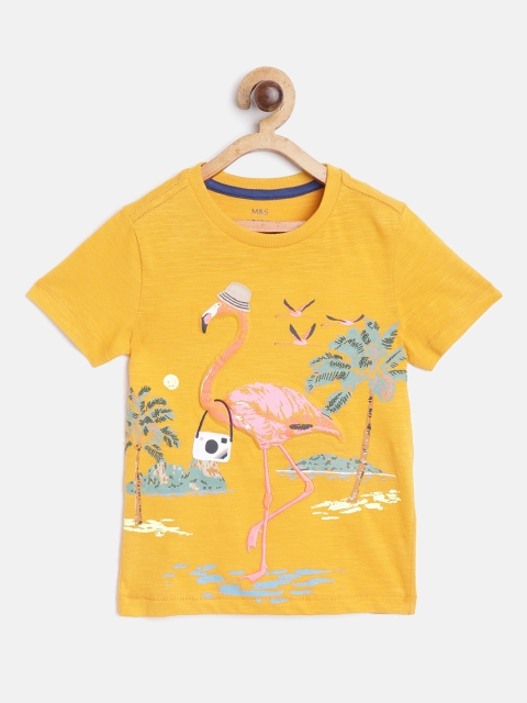 

Marks & Spencer Boys Yellow & Pink Cotton Printed Sustainable T-shirt
