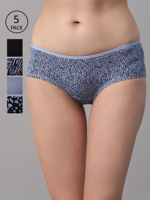 

Marks & Spencer Women Pack of 5 Low Rise Hipster Briefs, Blue