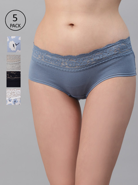 

Marks & Spencer Women Pack of 5 Low Rise Boy-shorts, Blue