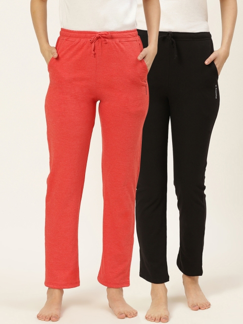 

MBeautiful Women Pack Of Two Pure Cotton Solid Lounge Pants, Black