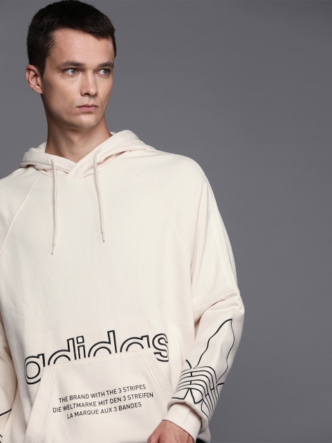 

ADIDAS Originals Men Cream-Coloured Pure Cotton Graphics Tricolor Hoodie