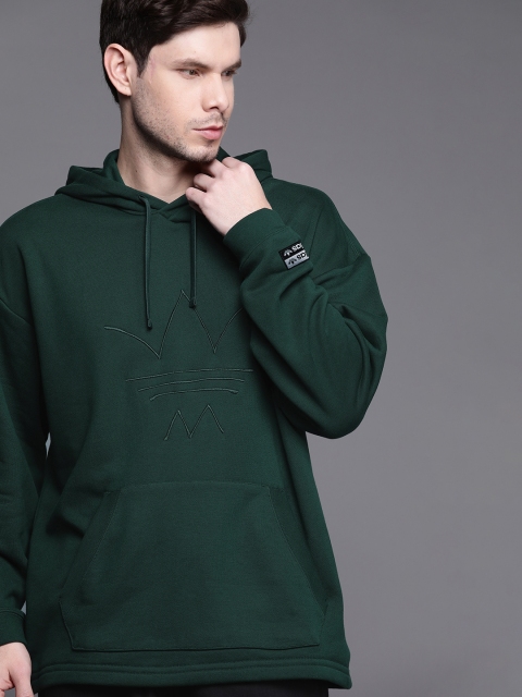

ADIDAS Originals Men Green Brand Logo Graphics Hooded Sustainable Sweatshirt