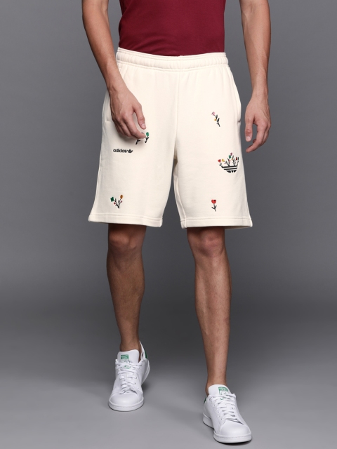 

ADIDAS Originals Men Cream-Coloured Pure Cotton Allover Print Floral Shorts