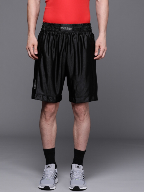 

ADIDAS Originals Men Black Mid-Rise Sports Logo Shorts