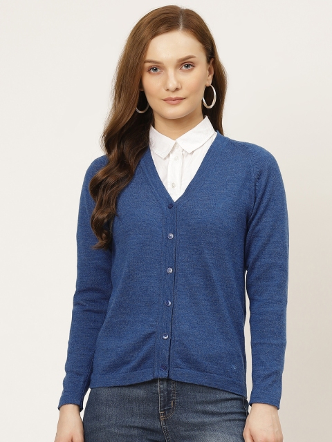 

Monte Carlo Women Blue Solid Woollen Cardigan