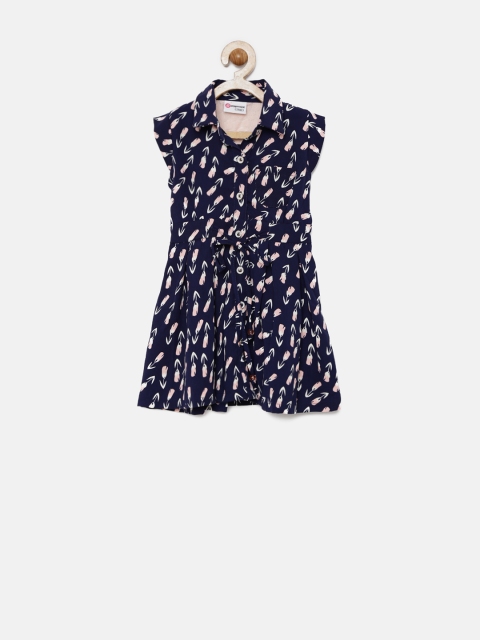 

Peppermint Girls Navy Printed Shirt Dress, Navy blue