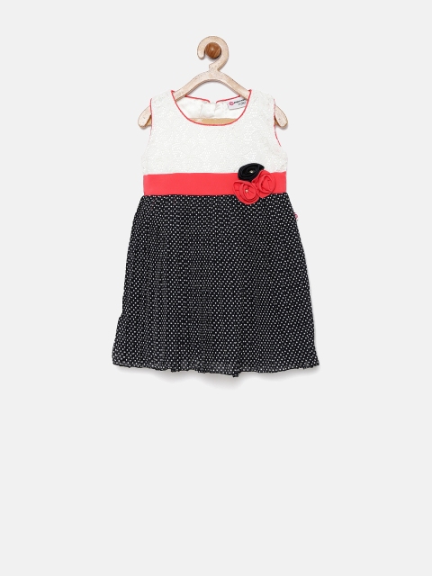 

Peppermint Girls White & Navy Printed Fit & Flare Dress