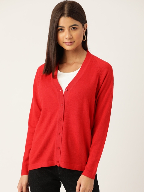 

Monte Carlo Women Red Solid Woollen Cardigan