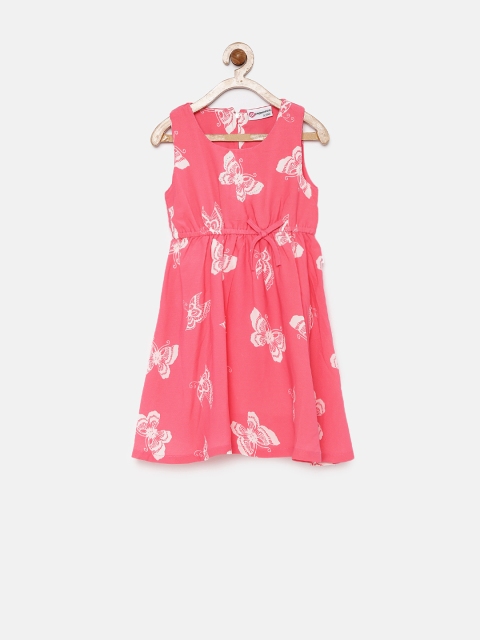 

Peppermint Girls Pink Printed Fit & Flare Dress