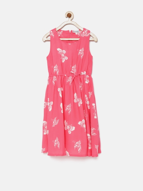 

Peppermint Girls Pink Printed Fit & Flare Dress