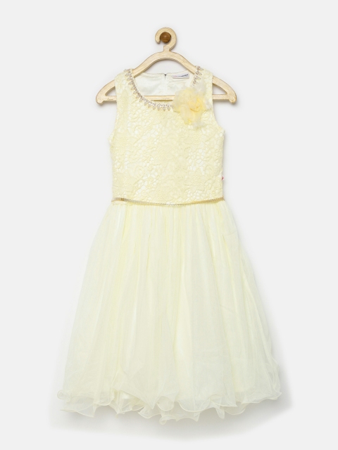 

Peppermint Girls Cream-Coloured Lace Fit & Flare Dress