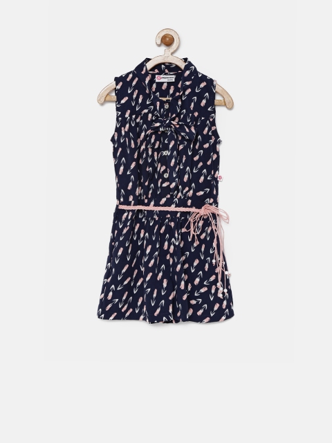 

Peppermint Girls Navy Floral Print Playsuit, Navy blue