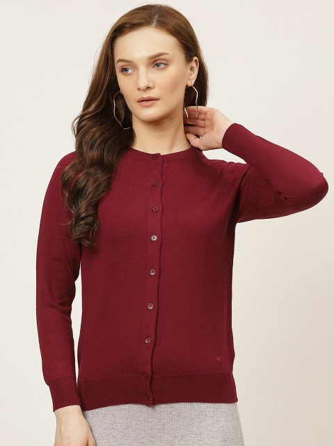 

Monte Carlo Women Maroon Solid Wool Cardigan