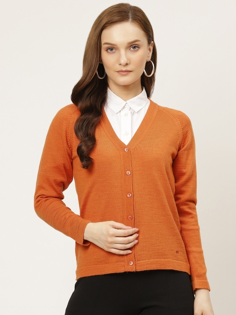 

Monte Carlo Women Orange Solid Woollen Cardigan