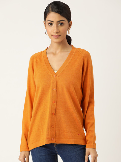 

Monte Carlo Women Orange Solid Woollen Cardigan
