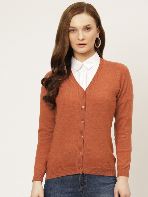 

Monte Carlo Women Rust Brown Solid Woolen Cardigan