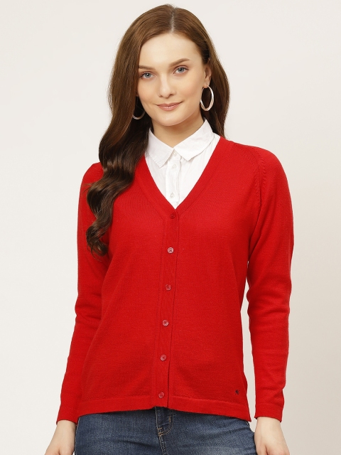 

Monte Carlo Women Red Solid Woollen Cardigan