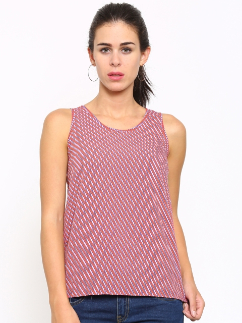 

Allen Solly Woman Red & Blue Printed Regular Top