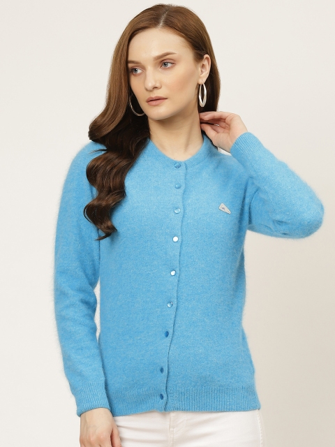 

Monte Carlo Women Blue Solid Fuzzy Cardigan