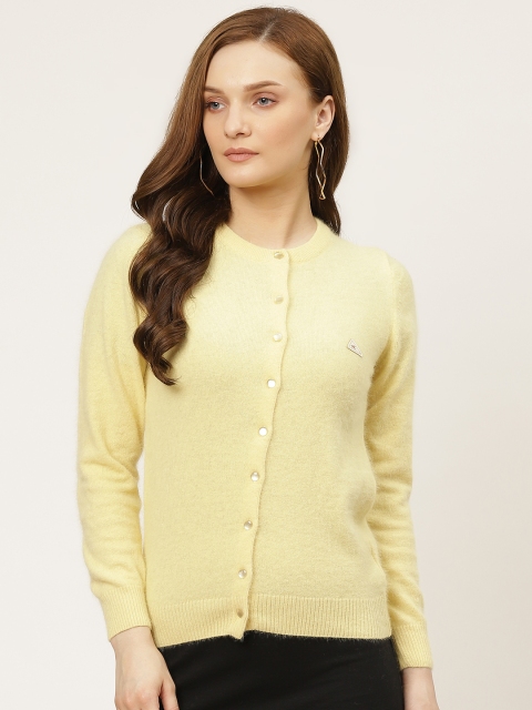

Monte Carlo Women Yellow Solid Fuzzy Cardigan