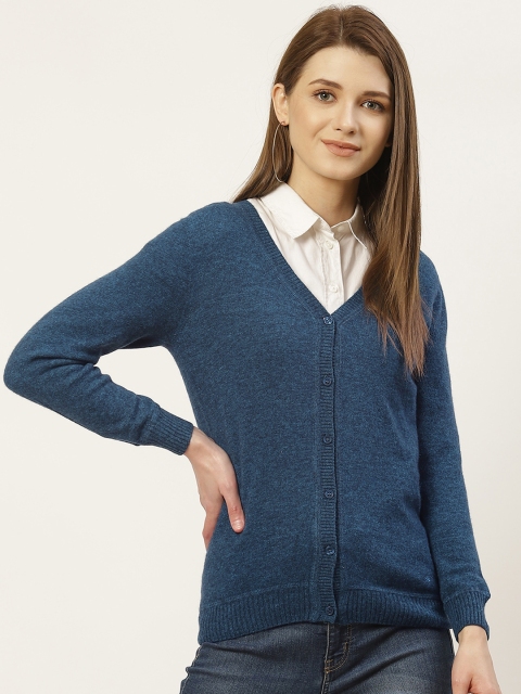 

Monte Carlo Women Teal Blue Solid Cardigan